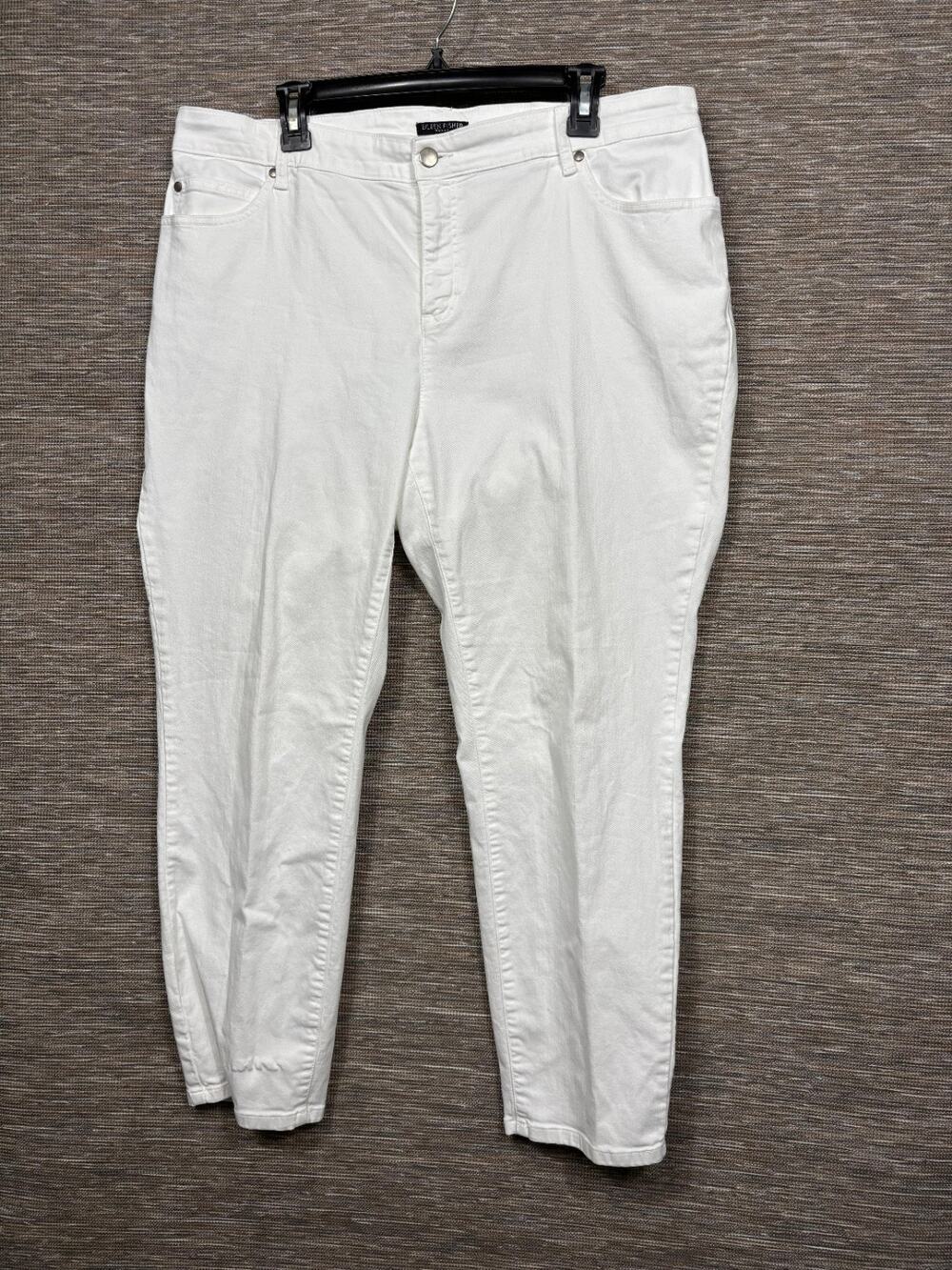 Eileen Fisher Skinny Jeans Womens Size 16W White High Rise Denim Stretch